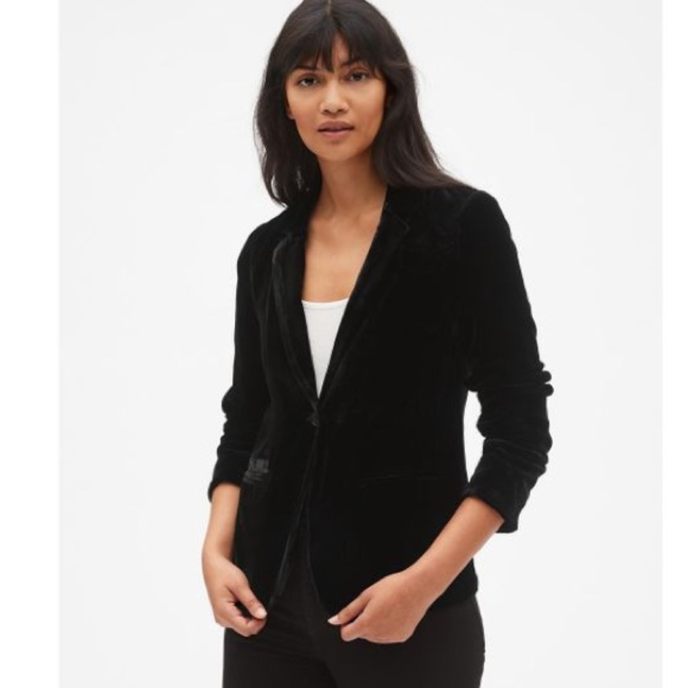 GAP long sleeve slouchy velvet black blazer 0